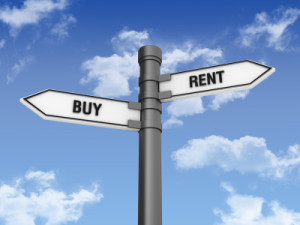 Buy vs. rent sign