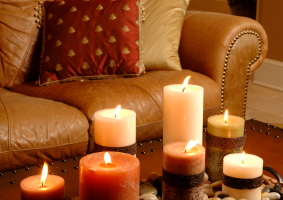 Candles in family room