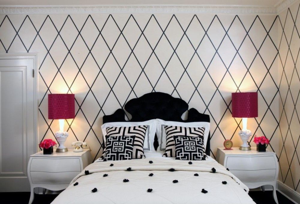 black and white bedroom