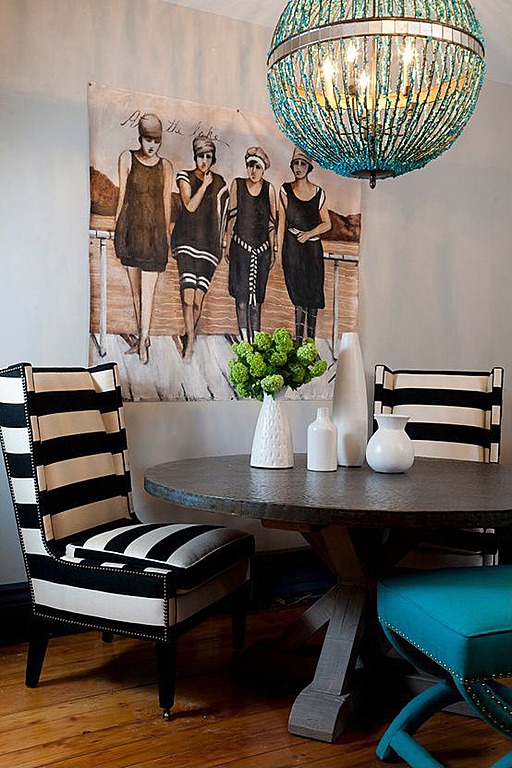 Bold, black and white striped cushions are an easy way to update a space.