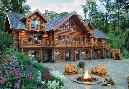 Log cabin/rustic homes are rectangular and can be made of either logs 