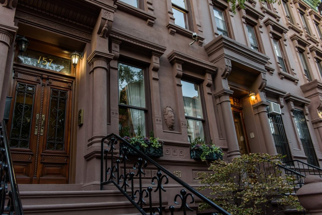 Harlem brownstones facade